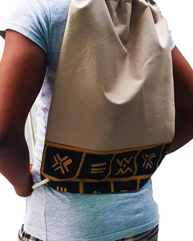 Tan Canvas Drawstring Backpack